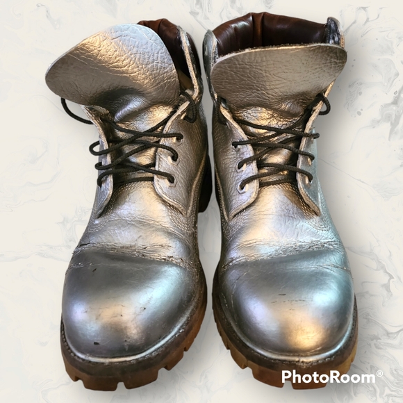 Timberland Custom Painted Silver Size US 9.5 - Picture 2 of 7